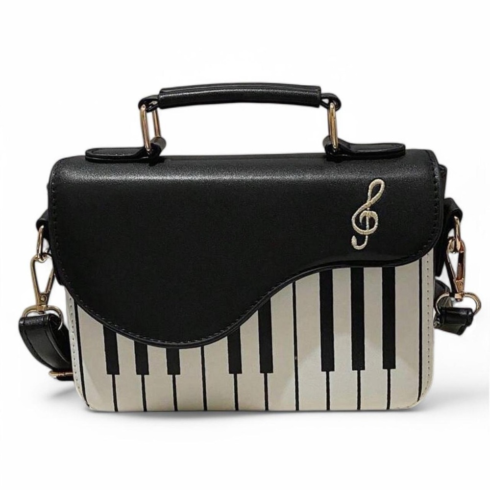 Black and White Music-Themed Women's Bag